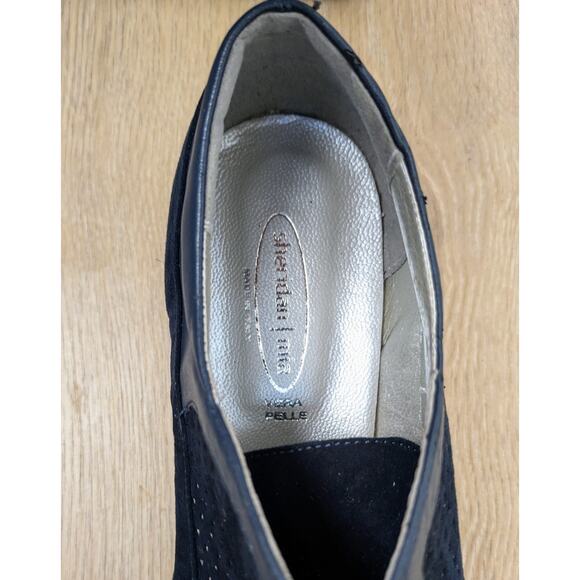 Sheridan Mia Suede Sneakers 9.5 Blue Leather Wedge Heel 80s Retro Lace Up Comfy - Picture 8 of 9